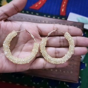 Off White Glitter Earings