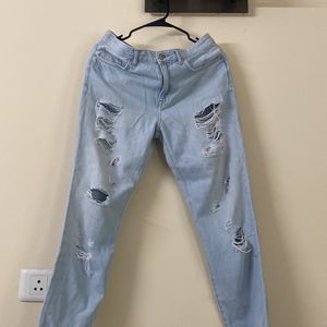 High Waist Forever 21 Tattered Jeans