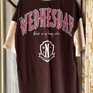 brown oversized tee with back print