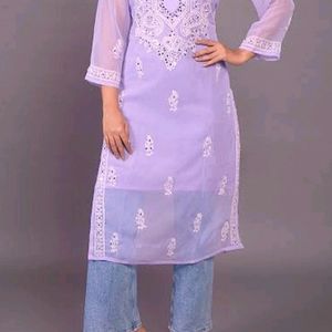 Georgette Mirror Work Kurta With Inner Set💜