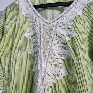 Pakistani Lace Cotton Long Kurti