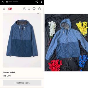 H&M double shade blue Unisex hooded jacket