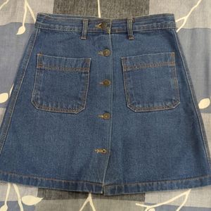 Blue Button Up Denim Skirt