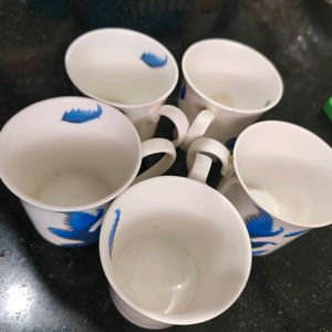 5 Tea ☕ Cups 🍵 Ceramic Made & In Good Condition