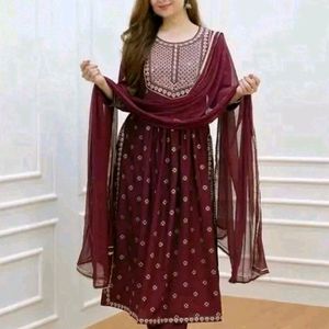 beautiful party wear naira cut kurti pant Dupatta