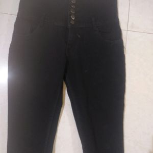 Black 5 Step Button Jeans