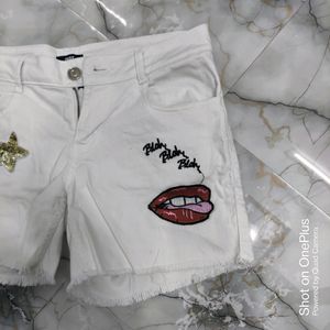 Branded White Shorts