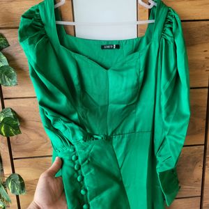 STREET9 green Color Satin Dress For Party Wear