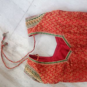 Banarasi Red and green colour half saree