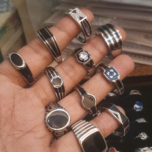 Men Silver Black Turkey Rings