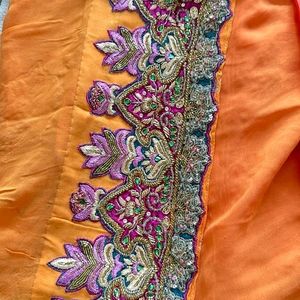 Handwork Heavy Saree For Wedding Reception