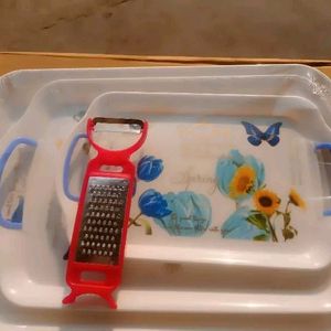 3 Pcs Of Tray With One Peeler Free