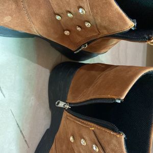 Shining High Heels Platform Coffee Brown boots