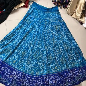 Blue Women lehenga Silk Bandej