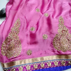 New Saree With Blouse Stitched