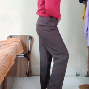 Korean High Waisted Brown Trouser Pant