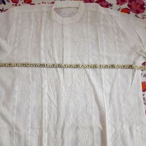 Men White Chikankari Kurta 6