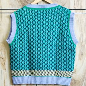 Green & Purple Half Sweater Size-38