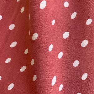 Women  Dark Peach Polka Dots Dress, Medium Size