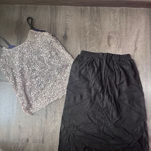 Sequin Top And Skirt Set