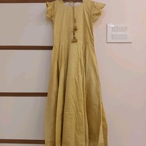 Beige Embroidered And Stone Work Gown Cotton Silk