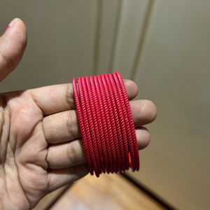 2/6 Red Metal Bangles 12 Pcs