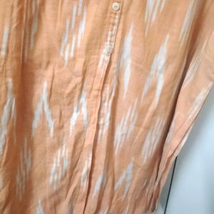 Srishti Peach Colour Ikat A-line Kurta