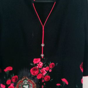 Floral Print Black 2xl Kurti