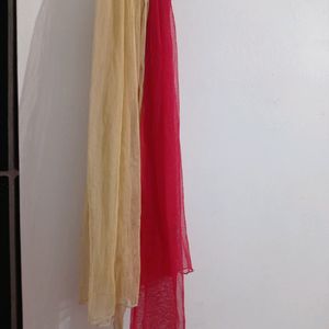 Red And Cream Colour Dupatta