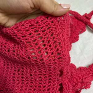 Red Crochet Top Unused To