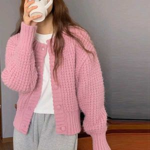 🆕 Pinteresty Pink Knitted Cardigan