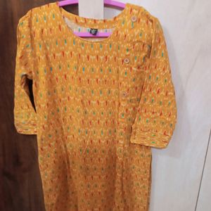 Yellow Straight Kurti