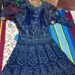 Blue Royal Gown With Shrug