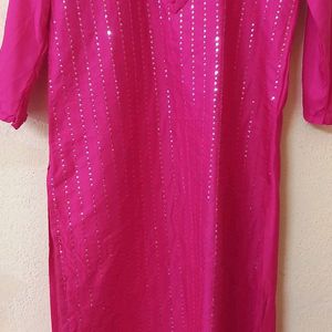 Beautiful Sequence Rayon Pink Kurti