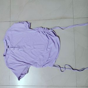 Drawstring Ribbed Lavender Top