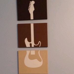 Guitar Painting In Three Pieces