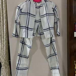 White Co Ord With Black Strips