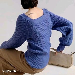 🆕 Square Neck Cable Knit Sweater