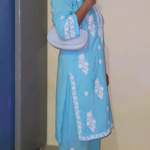 Blue Chilankari Kurti Set.