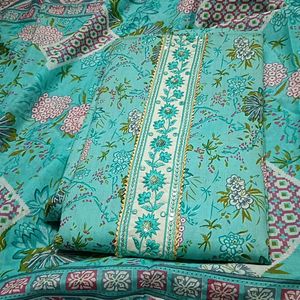 Printed Cotton Suit With Dupatta