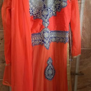 Orange Kurti And Dupatta