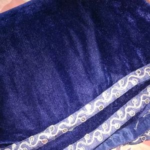 Royal Blue Velvet Saree - Unused