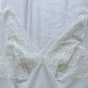 White V-NECK Lingerie Lace Dress