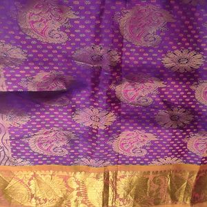 Purple And Gold Pure Kanchipuram Silk Saree