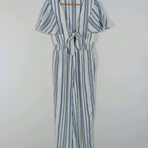 White Strips Casual Jumpsuit (Women)