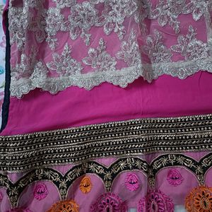 Pink Kurta Set With Palazzo & Dupatta