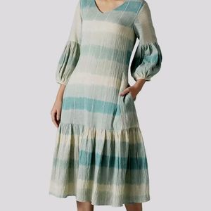 W Ikkat Print Cotton Dress