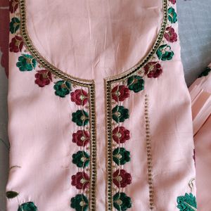 Embroided Peach Suit Fabric