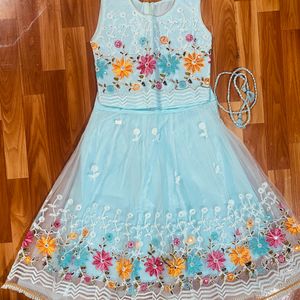 Sky-Blue Girls Lehenga