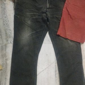 Donation Men's Black Jean And Red Nikar